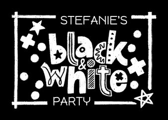 Black and White Party Fun Einladungskarte