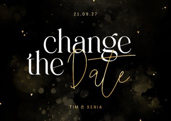 Change-the-Date Karte Hochzeitstermin schwarz-gold