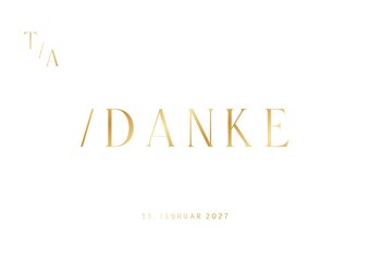 Dankeskarte Hochzeit Goldschrift minimalistisch