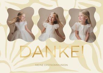 Dankeskarte Kommunion abstrakte Blumen und Fotos