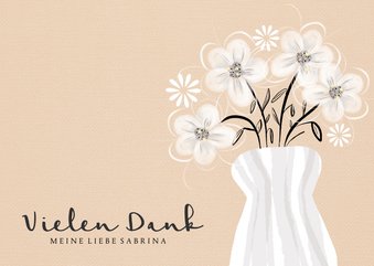 Dankeskarte mit illustriertem Blumenstrauß