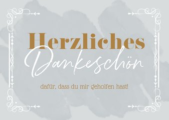 Dankeskarte mit Rahmen und Pinselstrich