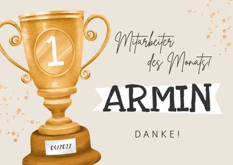 Dankeskarte Mitarbeiter des Monats 'Pokal'