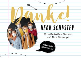 Dankeskarte Schulklasse Abschied Lehrer