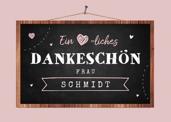 Dankeskarte Schulzeit Kreidetafel rosé