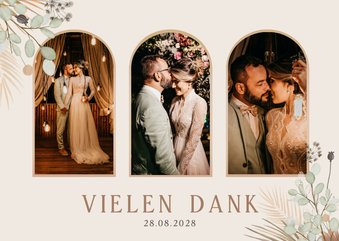 Dankeskarte Trockenblumen und Fotos