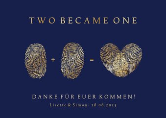 Dankeskarte 'two became one' Foto innen