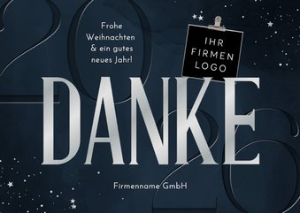 Dankeskarte Weihnachten geschäftlich dunkelblau & silber