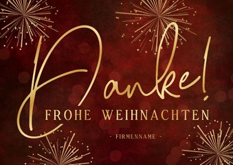 Dankeskarte Weihnachten Mitarbeiter Feuerwerk gold