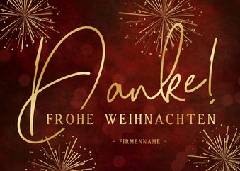 Dankeskarte Weihnachten Mitarbeiter Feuerwerk gold