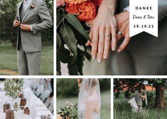 Dankeskarte zur Hochzeit Fotocollage