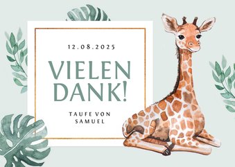 Dankeskarte zur Taufe süße Giraffe Fotos innen