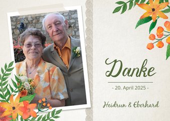 Danksagung Hochzeitsjubiläum Foto und Blumen