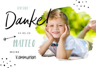 Danksagung Kommunion Foto und Typografie