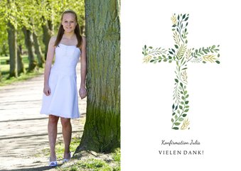 Danksagung Konfirmation botanisches Kreuz und Foto