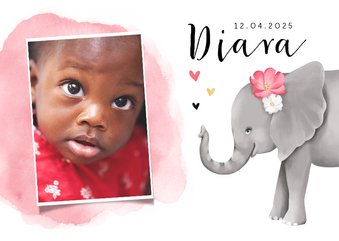 Danksagung zur Adoption Foto & Elefant rosa