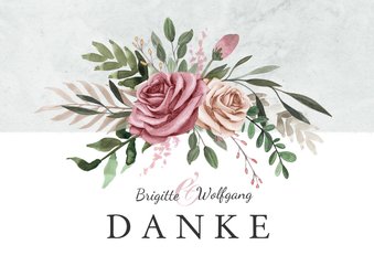 Danksagungskarte Hochzeitstag Rosenstrauß