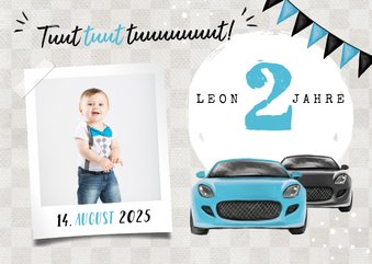 Einladung 2. Kindergeburtstag Autos und Foto