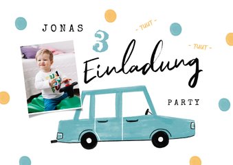 Einladung 3. Kindergeburtstag Auto & Foto