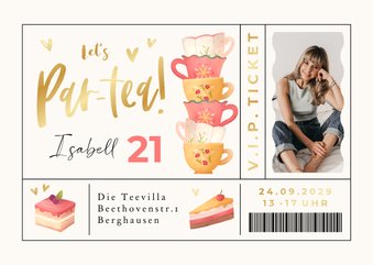 Einladung Geburtstag Ticket High-Tea