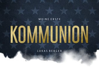 Einladung Kommunion Wasserfarbe und Sterne