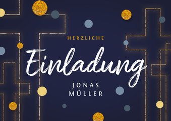 Einladung Konfirmation Kreuz dunkelblau