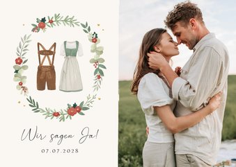 Einladung Trachtenhochzeit Foto, Dirndl & Lederhose