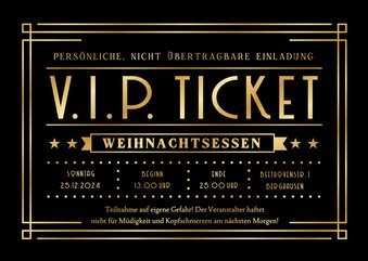 Einladung Weihnachtsessen 'VIP Ticket' 