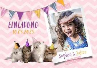 Einladung zum 5. Kindergeburtstag mit Katzen