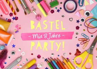 Einladung zum 8. Kindergeburtstag Basteln rosa