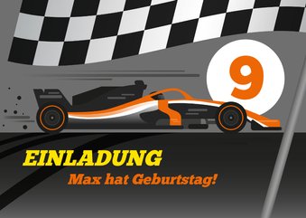 Einladung zum 9. Kindergeburtstag Formel-1-Auto 