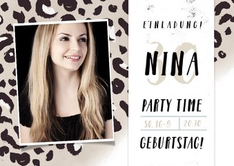 Einladung zum Geburtstag Leopard mit Fotos