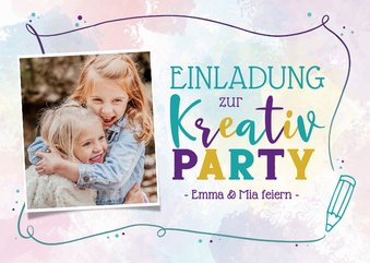  Einladung zum kreativen Kindergeburtstag mit Buntstift