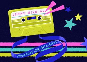 Einladung zur 80er-Jahre-Party mit Kassette