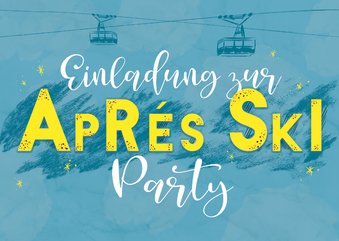 Einladung zur Après-Ski Sause mit illustrierten Liften