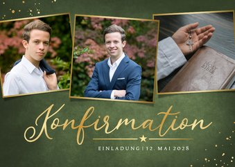 Einladung zur Konfirmationsfeier klassisch in Goldlook