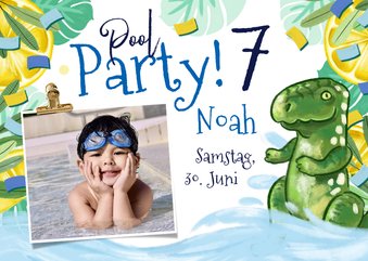 Einladung zur Poolparty 7. Kindergeburtstag Sommer