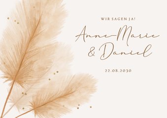 Einladungskarte Boho Pampasgras beige Trockenblumen