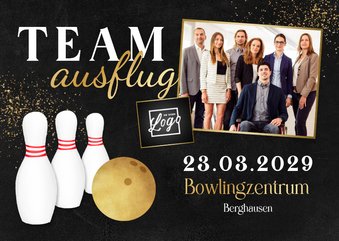 Einladungskarte Bowling Teamausflug