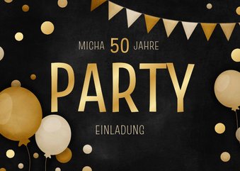 Einladungskarte Geburtstag Party in Gold