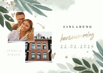 Einladungskarte Housewarming botanisch mit Fotos