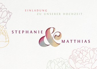 Einladungskarte mit Pfingstrosen und Ampersand