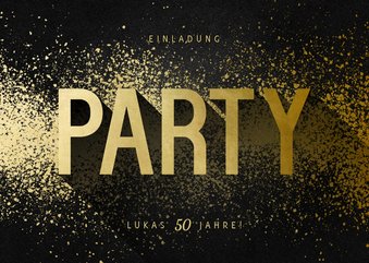 Einladungskarte Party Typografie Goldlook