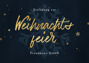 Einladungskarte Weihnachtsfeier Firma blau Schneekristall