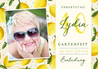 Einladungskarte zum Gartenfest Foto & Zitronen