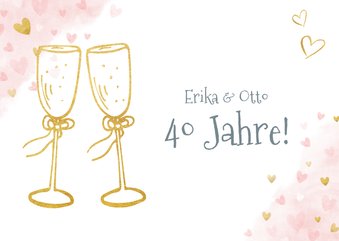 Einladungskarte zum Hochzeitstag Champagnergläser gold