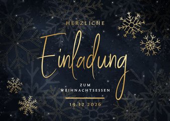 Einladungskarte zum Weihnachtsessen Schneeflocken