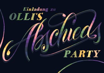 Einladungskarte zur Abschiedsparty mit Lettering