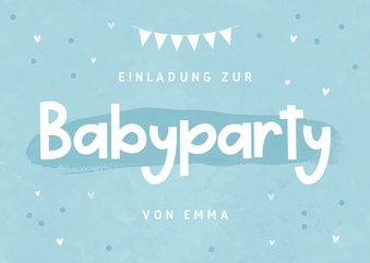 Einladungskarte zur Babyparty blau