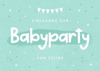 Einladungskarte zur Babyparty mintgrün